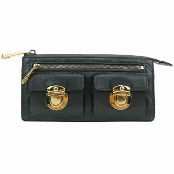 🔥 HOT DEAL 🔥 MARC JACOBS ✨ quilted black gold wallet continental - Picture 10 of 11